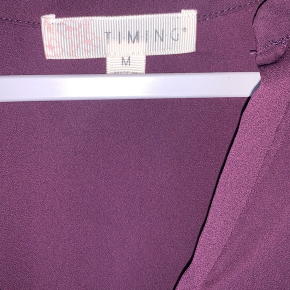 Timing Purple Solid V Neck Roll tab Sleeves Shirt Dress size Medium - Picture 7 of 12